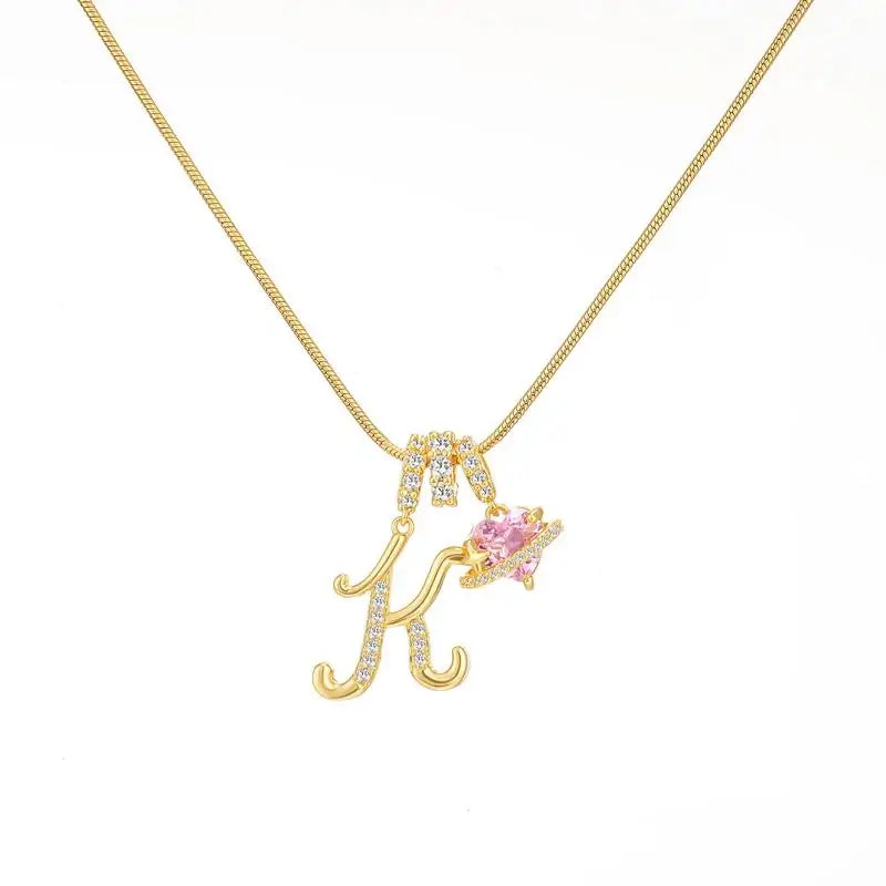 Sparkling Initial Heart Necklace