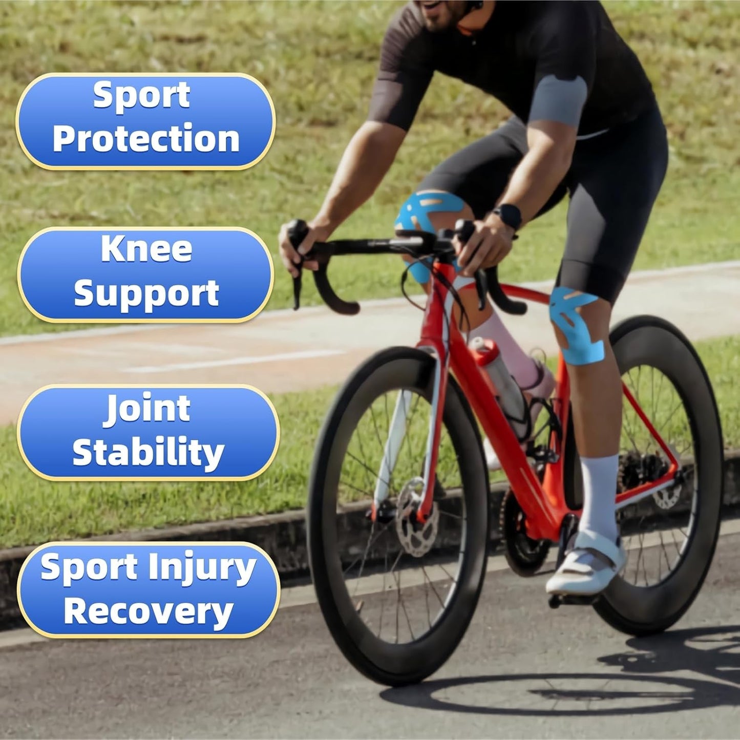 Precut Kinesiology Tape for Knees - 10 pcs