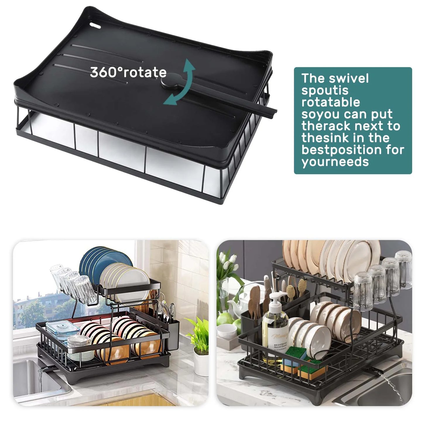 Large Capacity 2 Tier Dish Drying Rack