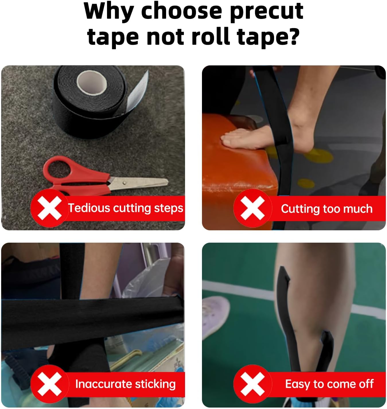 Precut Kinesiology Tape for Knees - 10 pcs