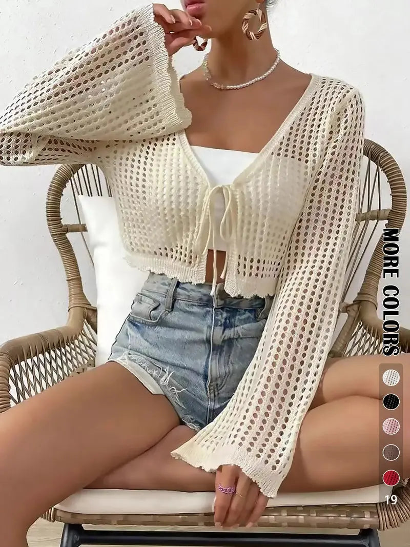 Out Tie Front Crop Cardigan