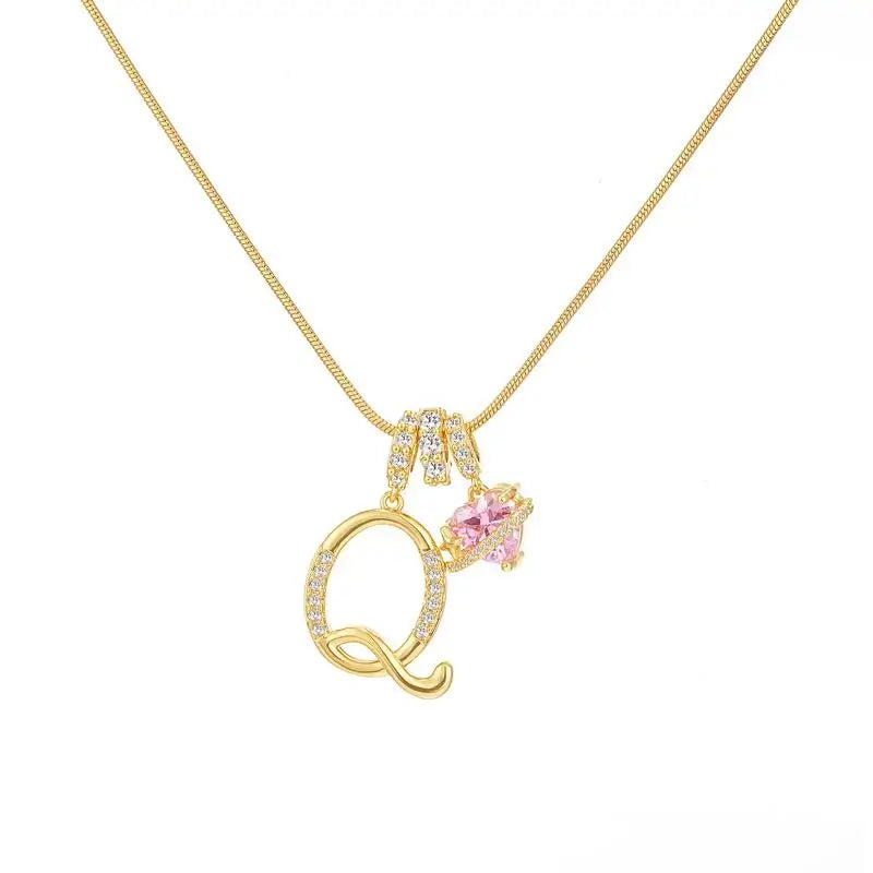Sparkling Initial Heart Necklace