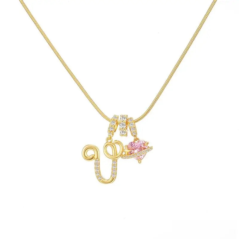 Sparkling Initial Heart Necklace