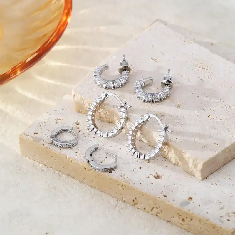 Gold-Plated Hoop Earrings Stack