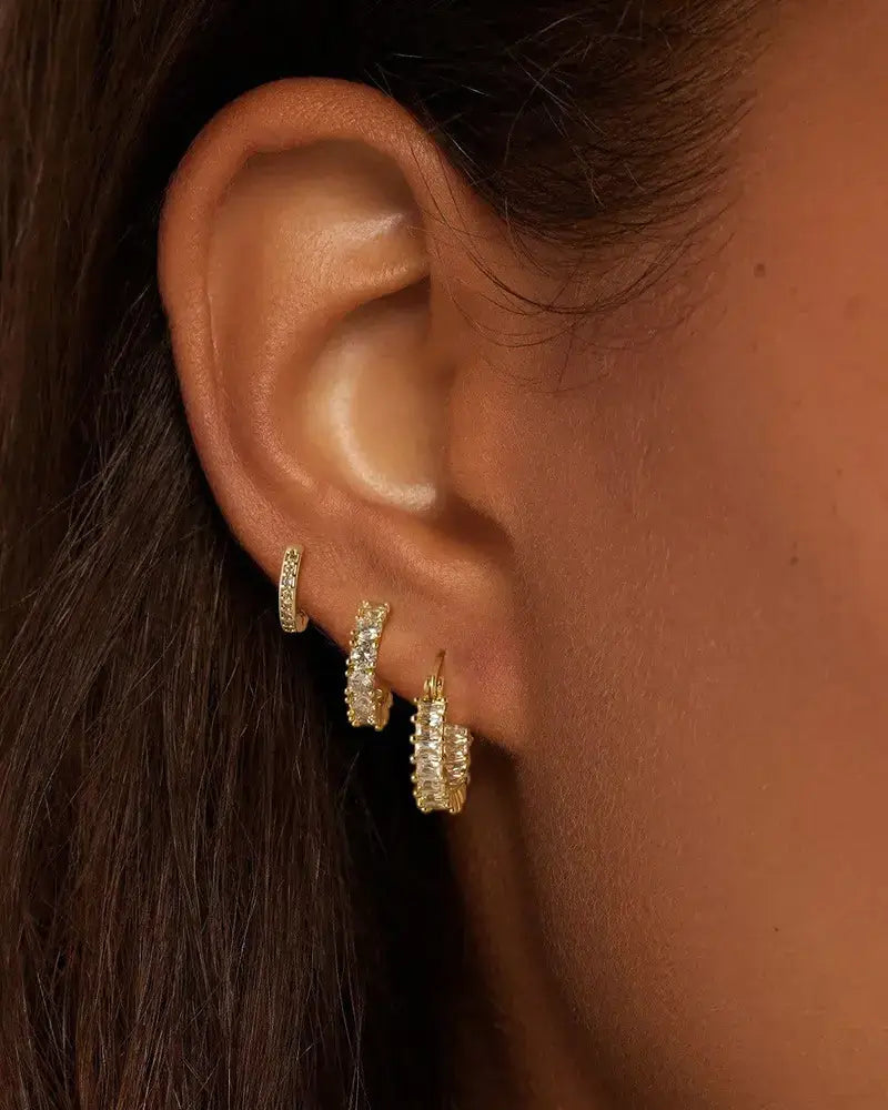 Gold-Plated Hoop Earrings Stack