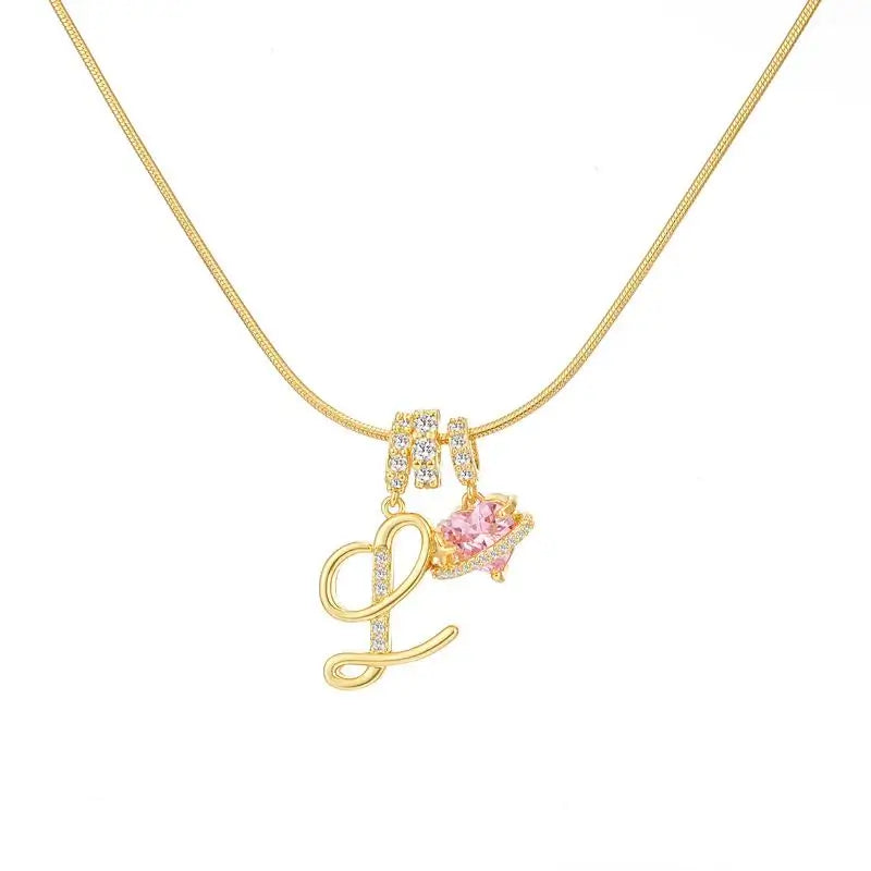 Sparkling Initial Heart Necklace