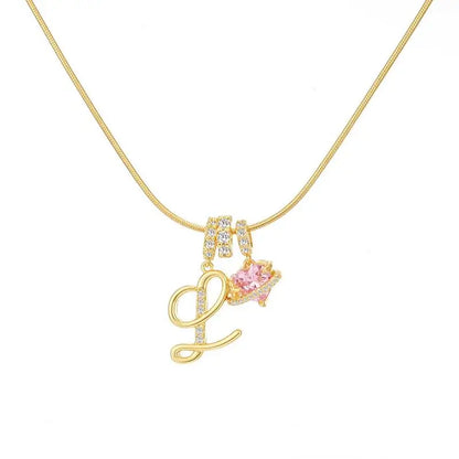 Sparkling Initial Heart Necklace
