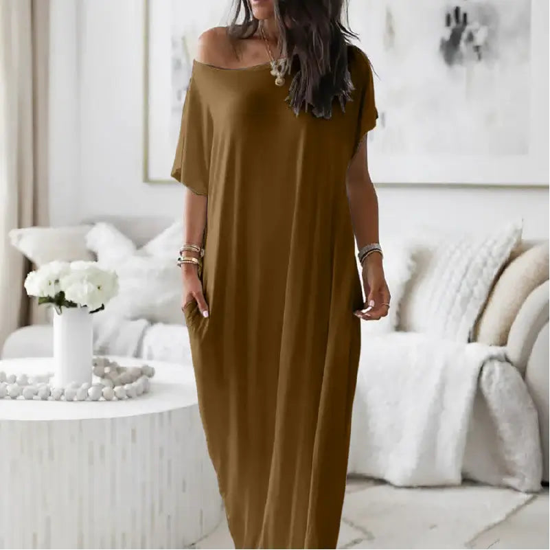 Oversized Asymmetric Off-Shoulder Casual Dress