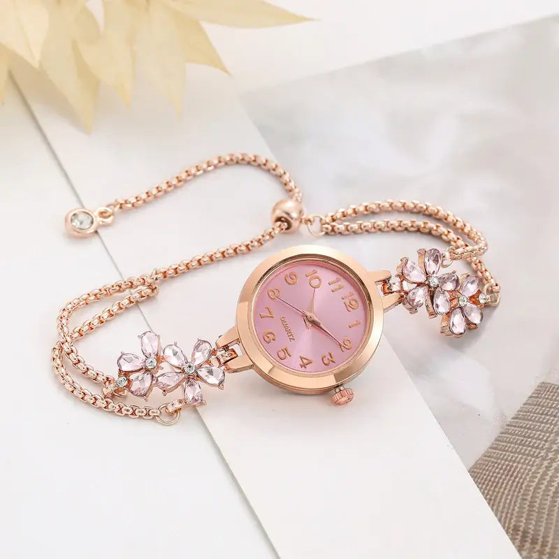 Elegant Sparkling Leaf Bracelet Watch