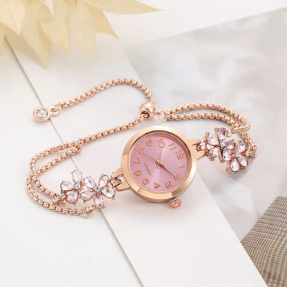 Elegant Sparkling Leaf Bracelet Watch