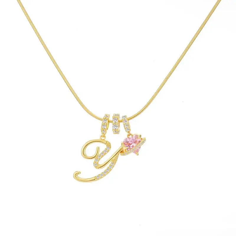 Sparkling Initial Heart Necklace