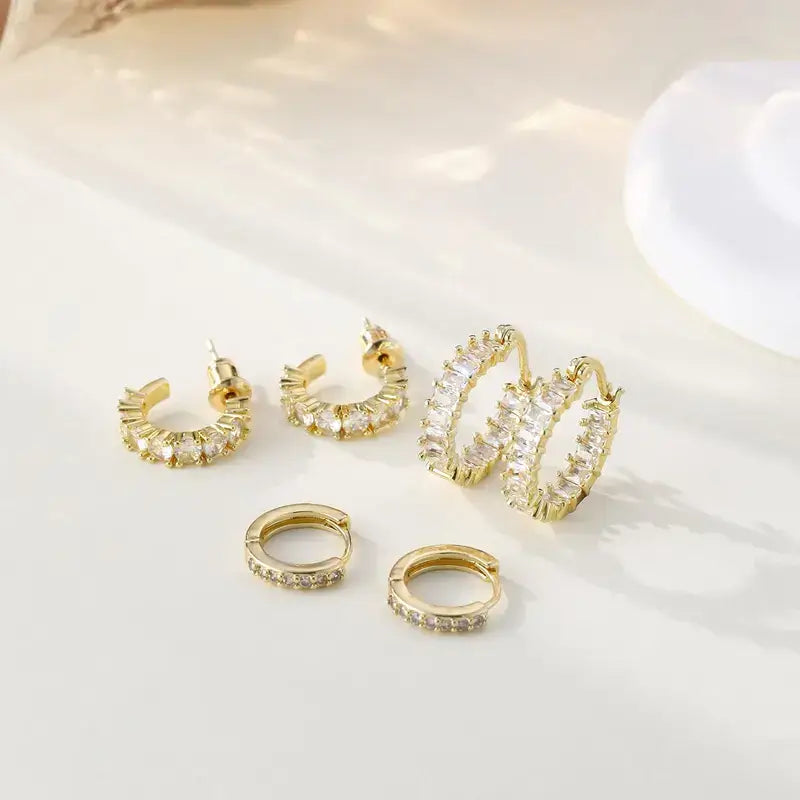 Gold-Plated Hoop Earrings Stack