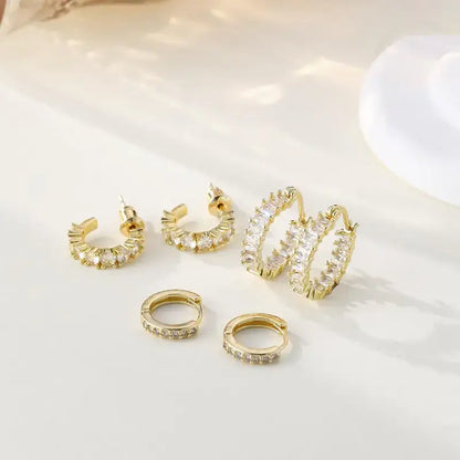 Gold-Plated Hoop Earrings Stack