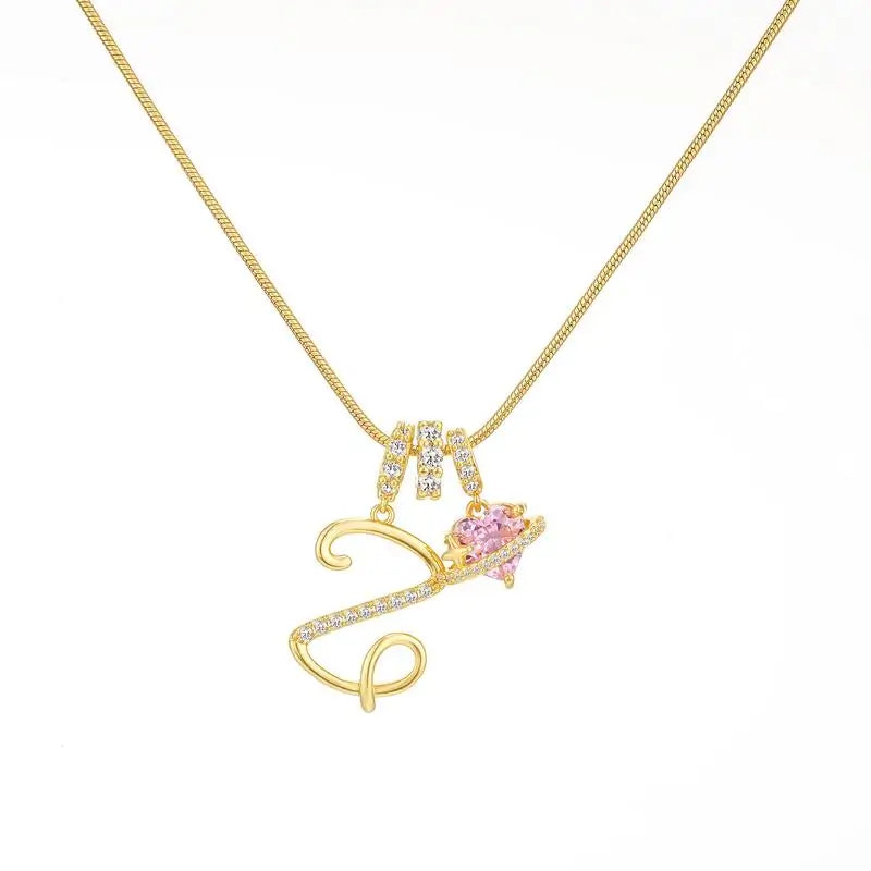 Sparkling Initial Heart Necklace