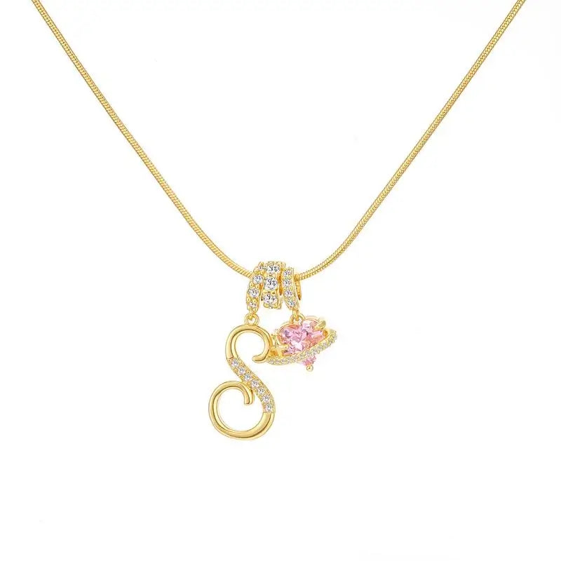 Sparkling Initial Heart Necklace