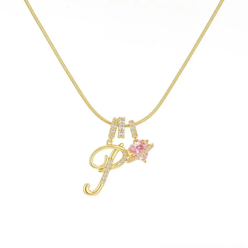 Sparkling Initial Heart Necklace