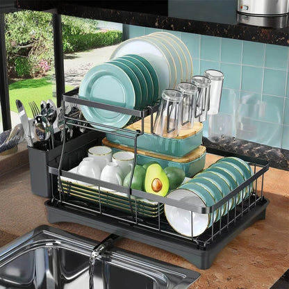 Large Capacity 2 Tier Dish Drying Rack