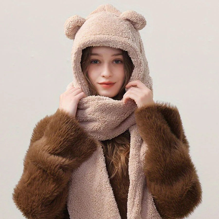 Cozy Teddy Hooded Scarf