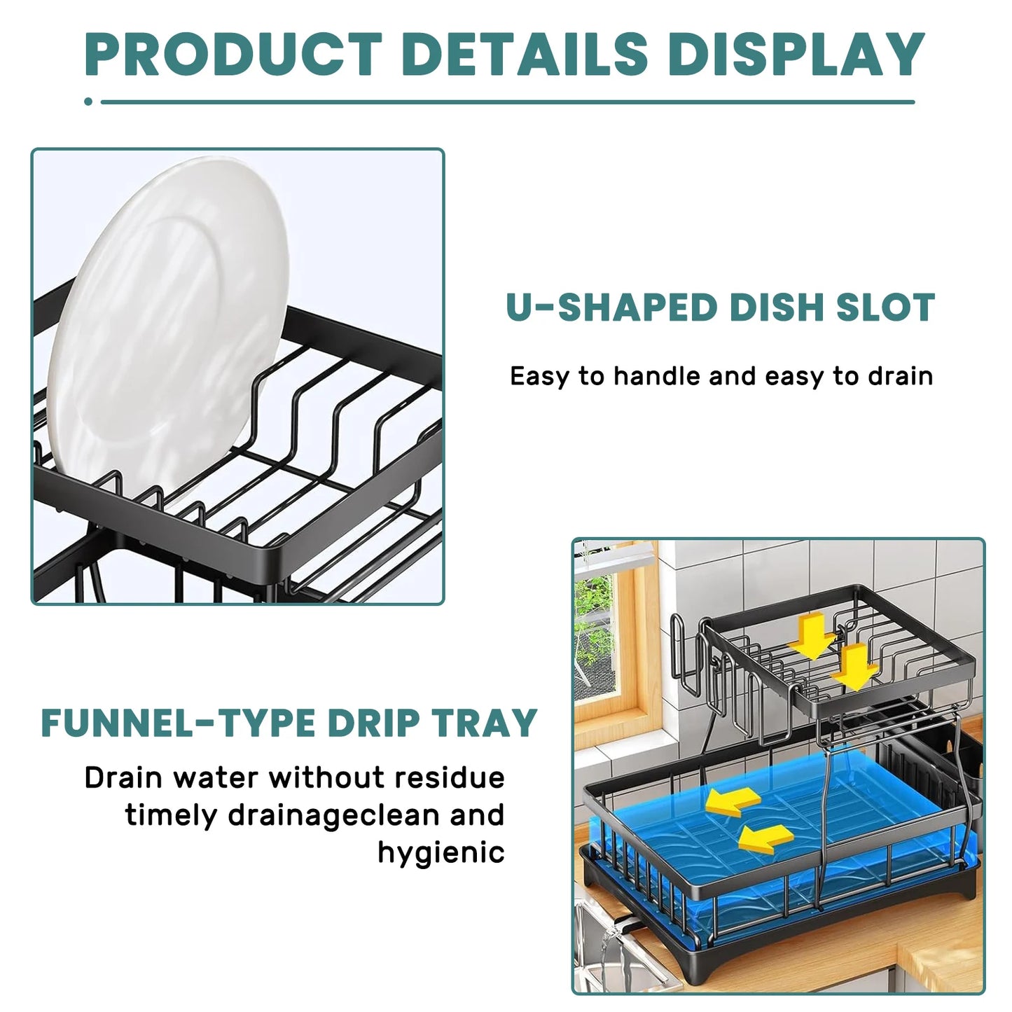 Large Capacity 2 Tier Dish Drying Rack