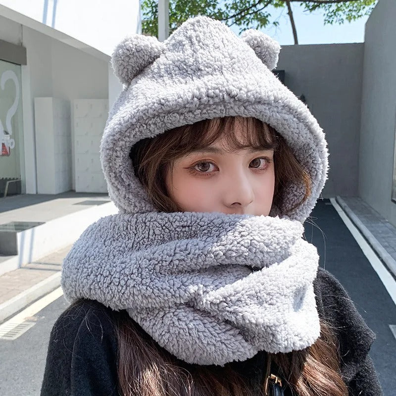 Cozy Teddy Hooded Scarf