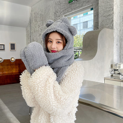 Cozy Teddy Hooded Scarf