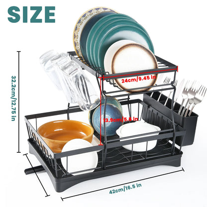 Large Capacity 2 Tier Dish Drying Rack