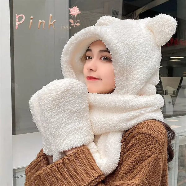 Cozy Teddy Hooded Scarf