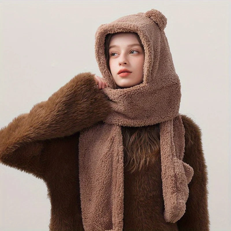 Cozy Teddy Hooded Scarf