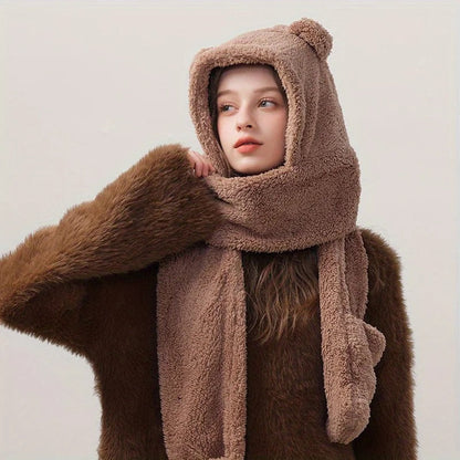 Cozy Teddy Hooded Scarf