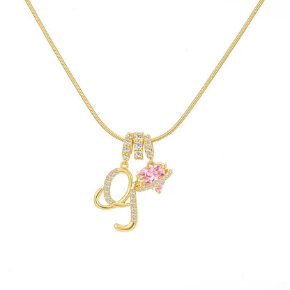 Sparkling Initial Heart Necklace