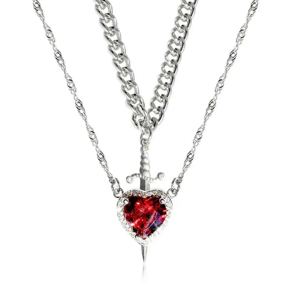Sword & Heart Charm Necklace