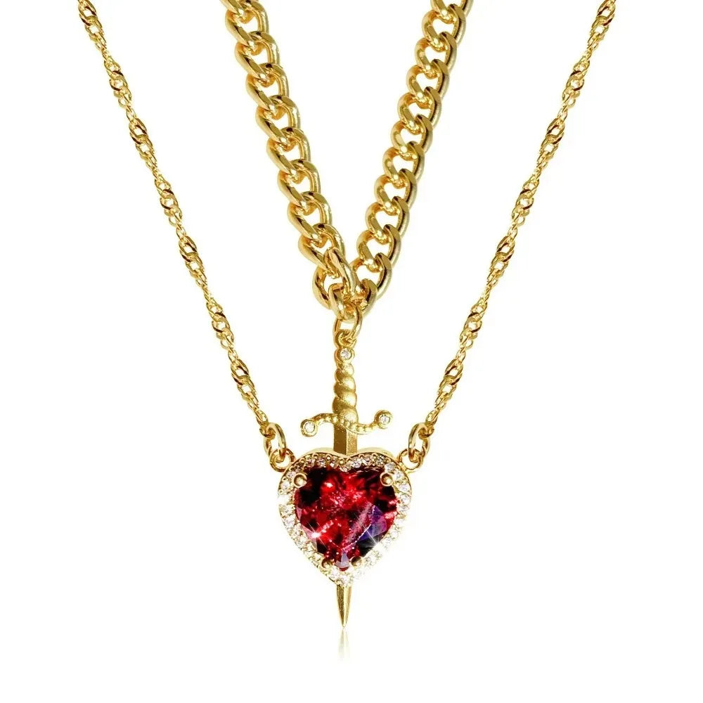 Sword & Heart Charm Necklace