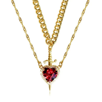 Sword & Heart Charm Necklace