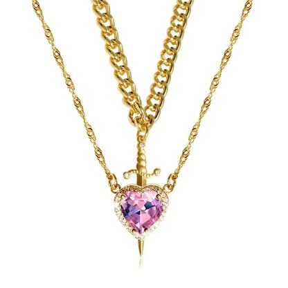 Sword & Heart Charm Necklace