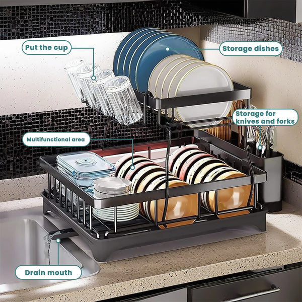 Large Capacity 2 Tier Dish Drying Rack