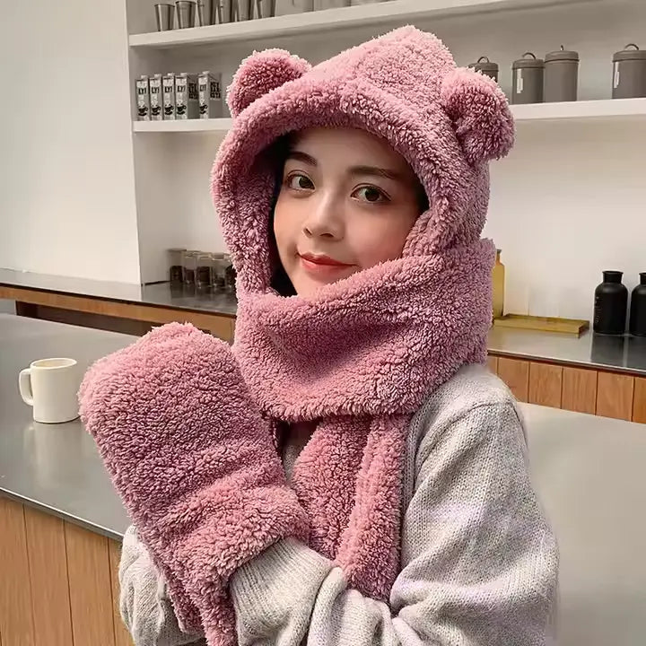 Cozy Teddy Hooded Scarf