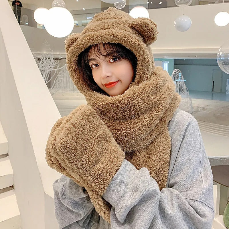 Cozy Teddy Hooded Scarf