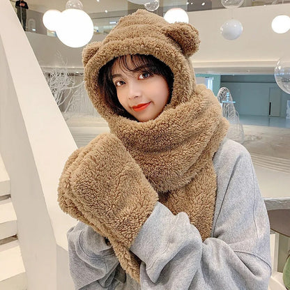 Cozy Teddy Hooded Scarf