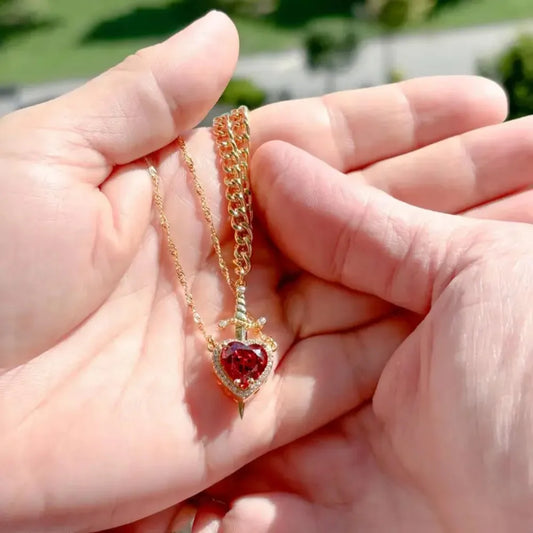 Sword & Heart Charm Necklace