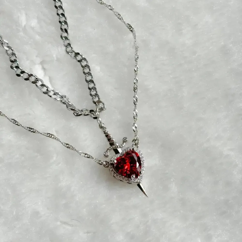 Sword & Heart Charm Necklace