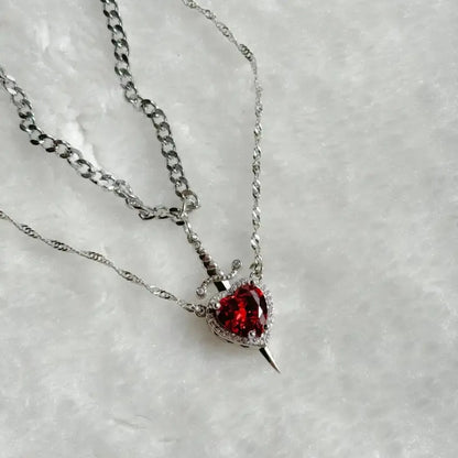 Sword & Heart Charm Necklace