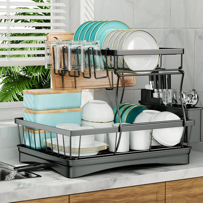 Large Capacity 2 Tier Dish Drying Rack