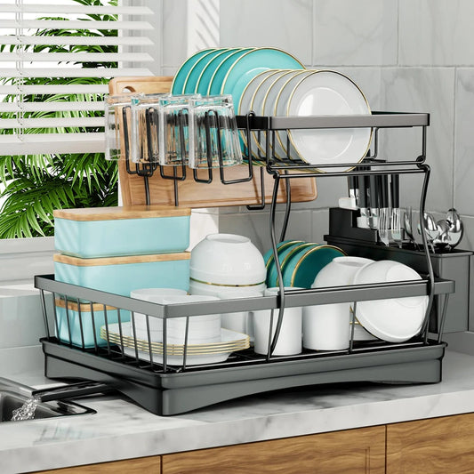 Large Capacity 2 Tier Dish Drying Rack